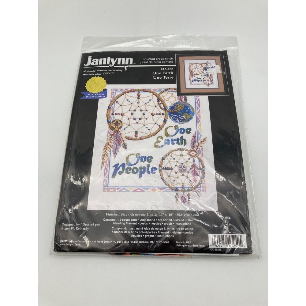 Vintage 1998 Janlynn Counted Cross Stitch Kit One Earth One People Dreamcatcher